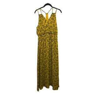 Miami Mustard Yellow Floral Maxi Dress Size M